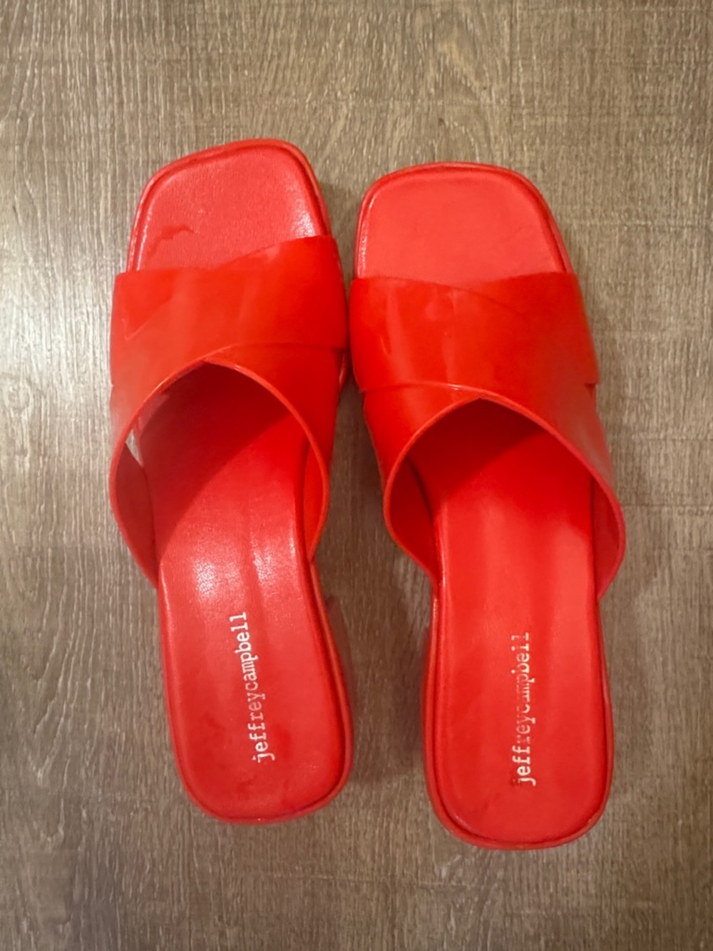 Jeffrey Campbell Red Crisscross Slide Jelly Mules